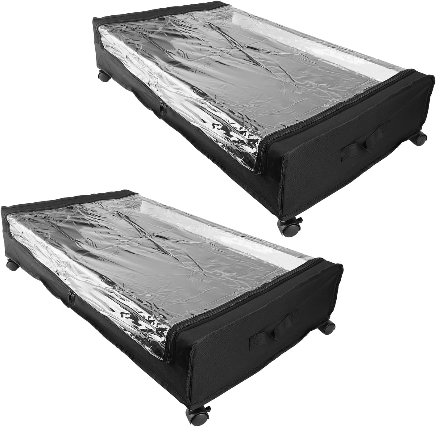 Asixxsix Rolling Under Bed Storage Container with Wheels for Clothes and Shoes Storage Organizer with 360 Degree Wheels and Lockable for Compact Space Saving Under Bed or Wardrobe (2pcs)