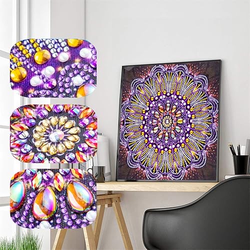 Miniatura 3 de Kits de pintura de diamantes Mandala 5D DIY Puntos de taladro de diamantes de imitación Pintura Imagen Decoración de pared del hogar Diamantes de