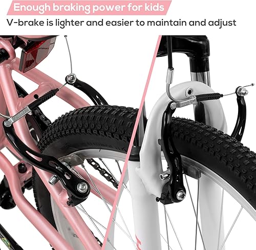 Miniatura 6 de Hiland - Bicicleta de montaña de 20 pulgadas de 24 pulgadas para niños de 7 años, horquilla de suspensión delantera, bicicletas para niños y niñas,