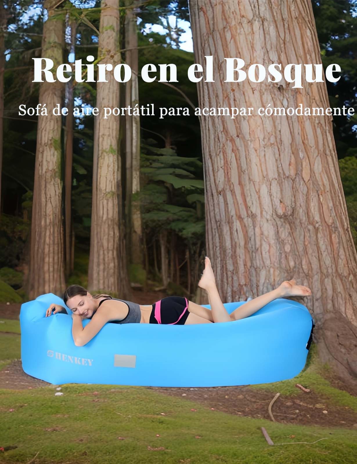 Tumbona Hinchable, Impermeable, antifugas de Aire, con Embalaje portátil, sofá Inflable y Silla de Aire para Viajes, acampadas, Senderismo y Fiestas en la Playa