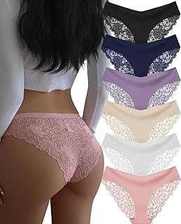 DHFBABY Sexy Cheeky Womens Underwear Comfortable Seamless Panties Luxurious Lace Bikini Briefs