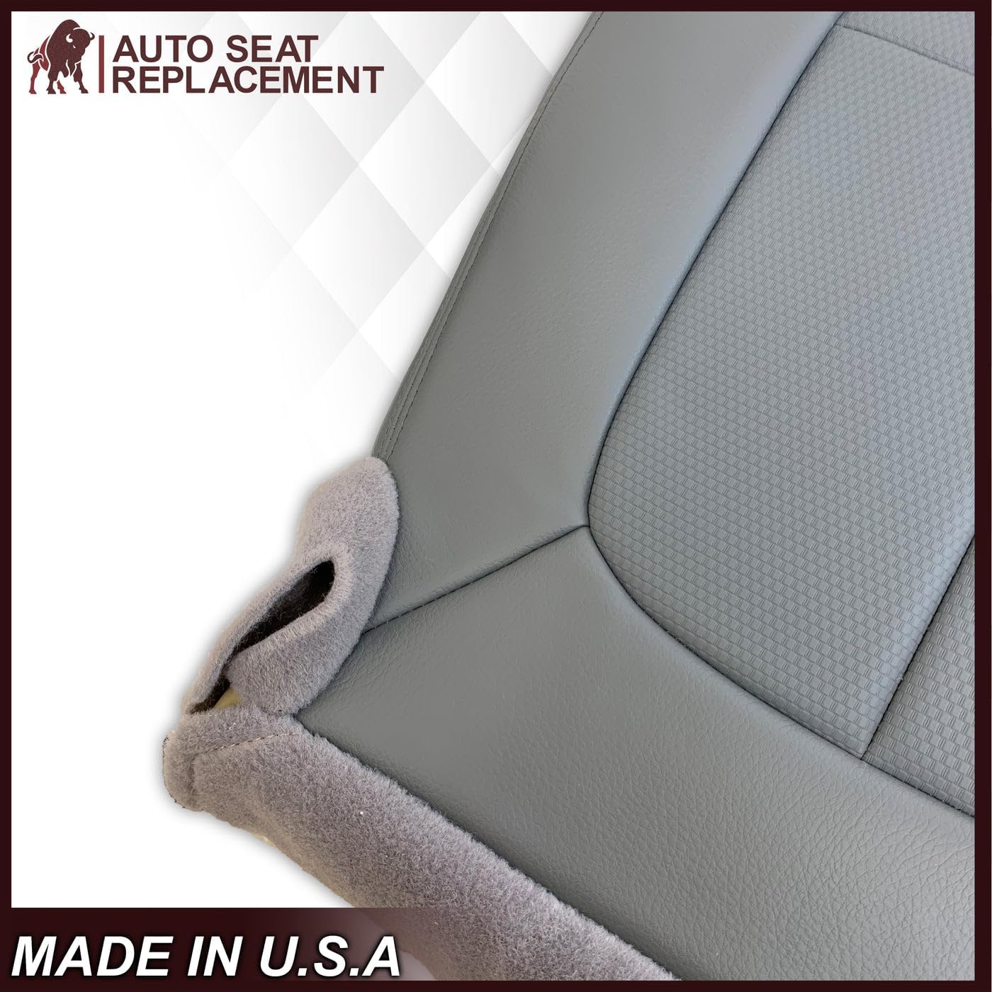 Auto Seat Replacement, Compatible with 2011 2012 2013 2014 2015 2016 Ford F250 F350 F450 XL Work Truck Synthetic Leather Gray Seat Covers (Driver Bottom)