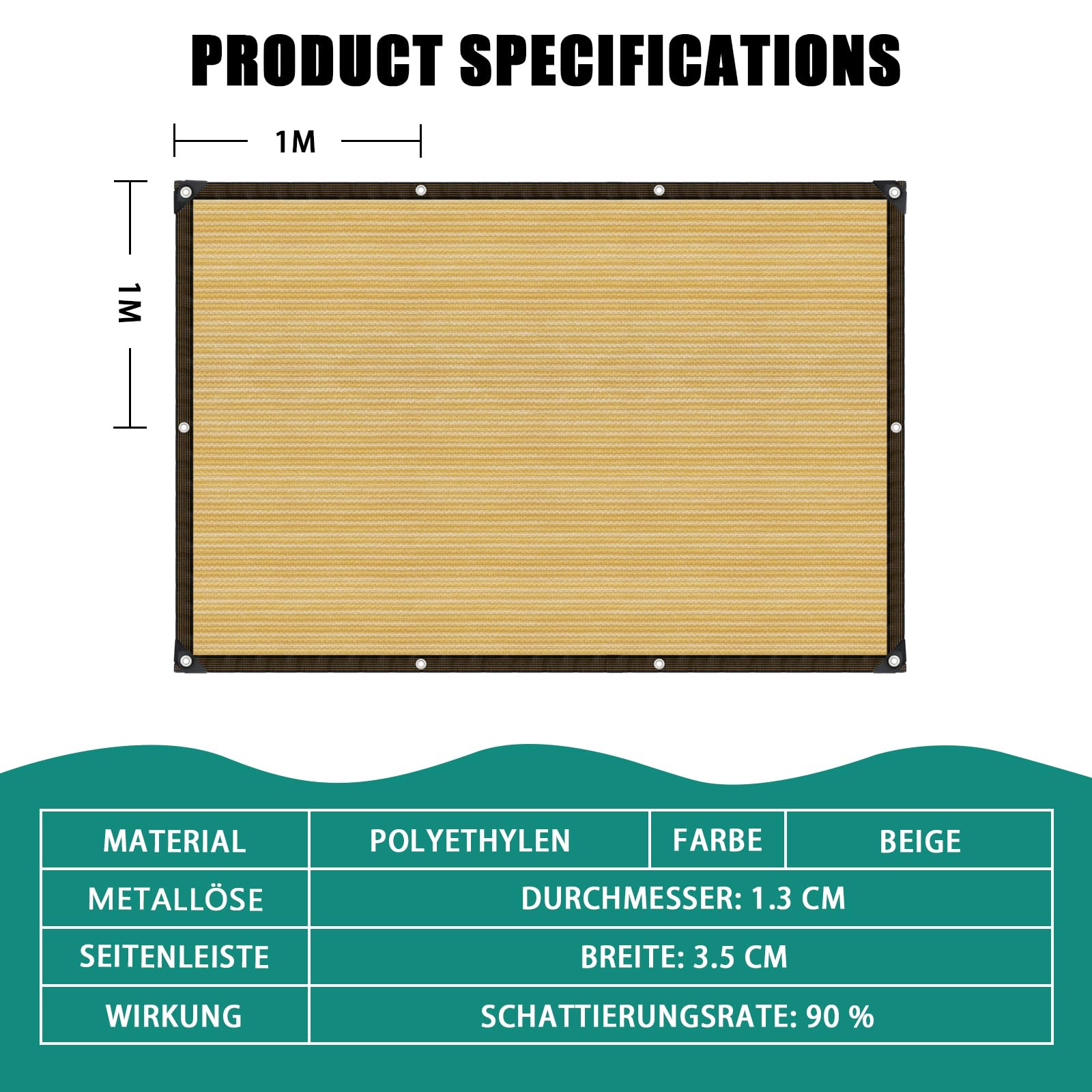 Filet d'Ombrage avec Œillets 4x6m – 90% Protection UV, Voile d'Ombrage Extérieure Résistante au Vent, Brise Vue pour Terrasse, Jardin, Pergola, Balcon