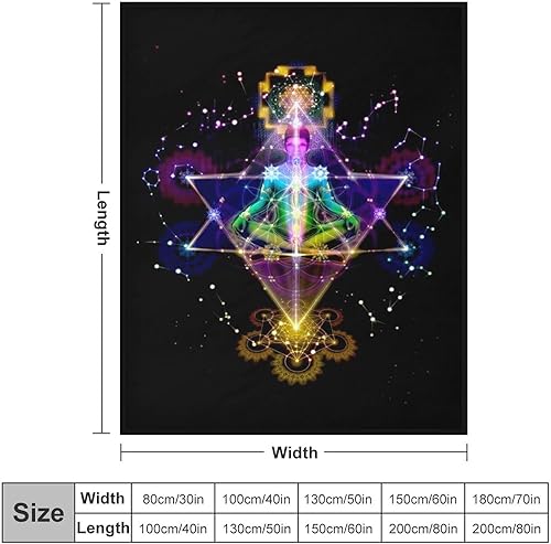 Miniatura 2 de Manta  Manta de franela suave con símbolo de geometría sagrada Merkaba Star para cama y sofá (40 x 50 pulgadas)