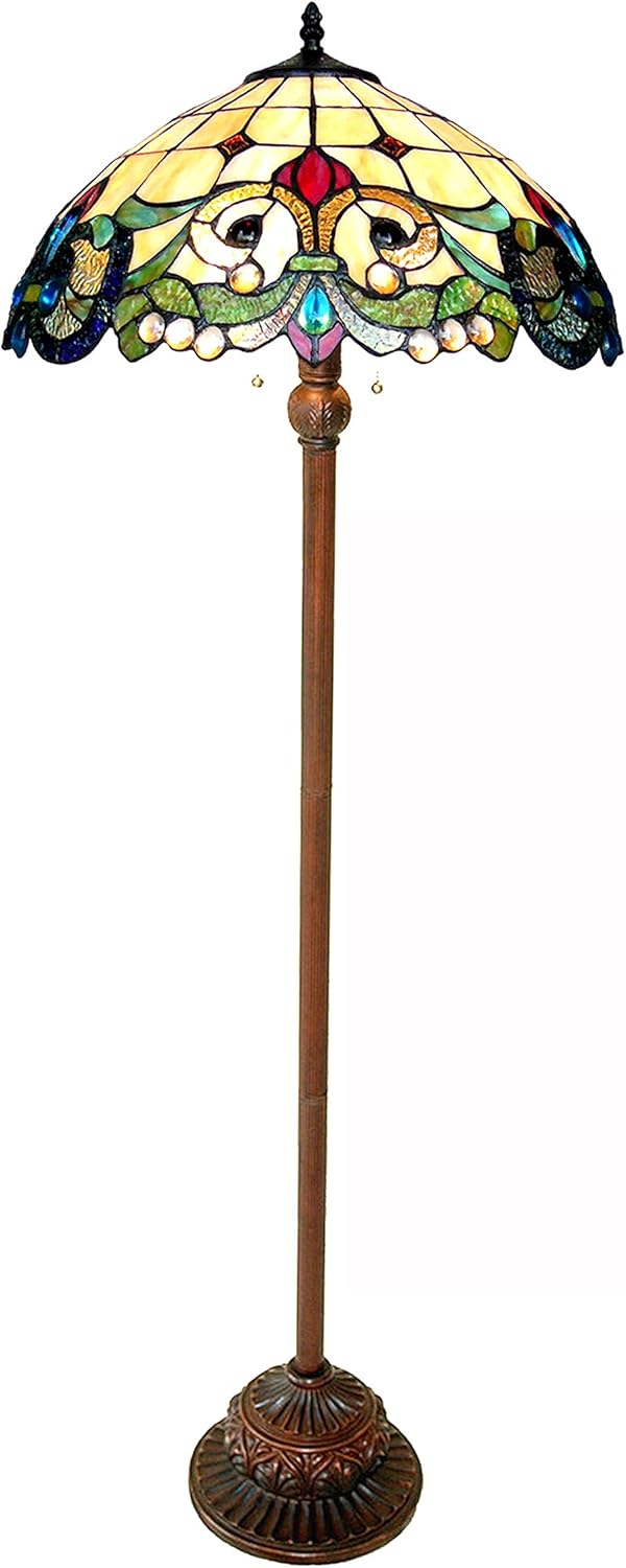 Chloe Lighting CH18767IV18-FL2 Dulce Tiffany-Style 2 Victorian Floor Lamp, 64 x 18 x 18", Multicolor