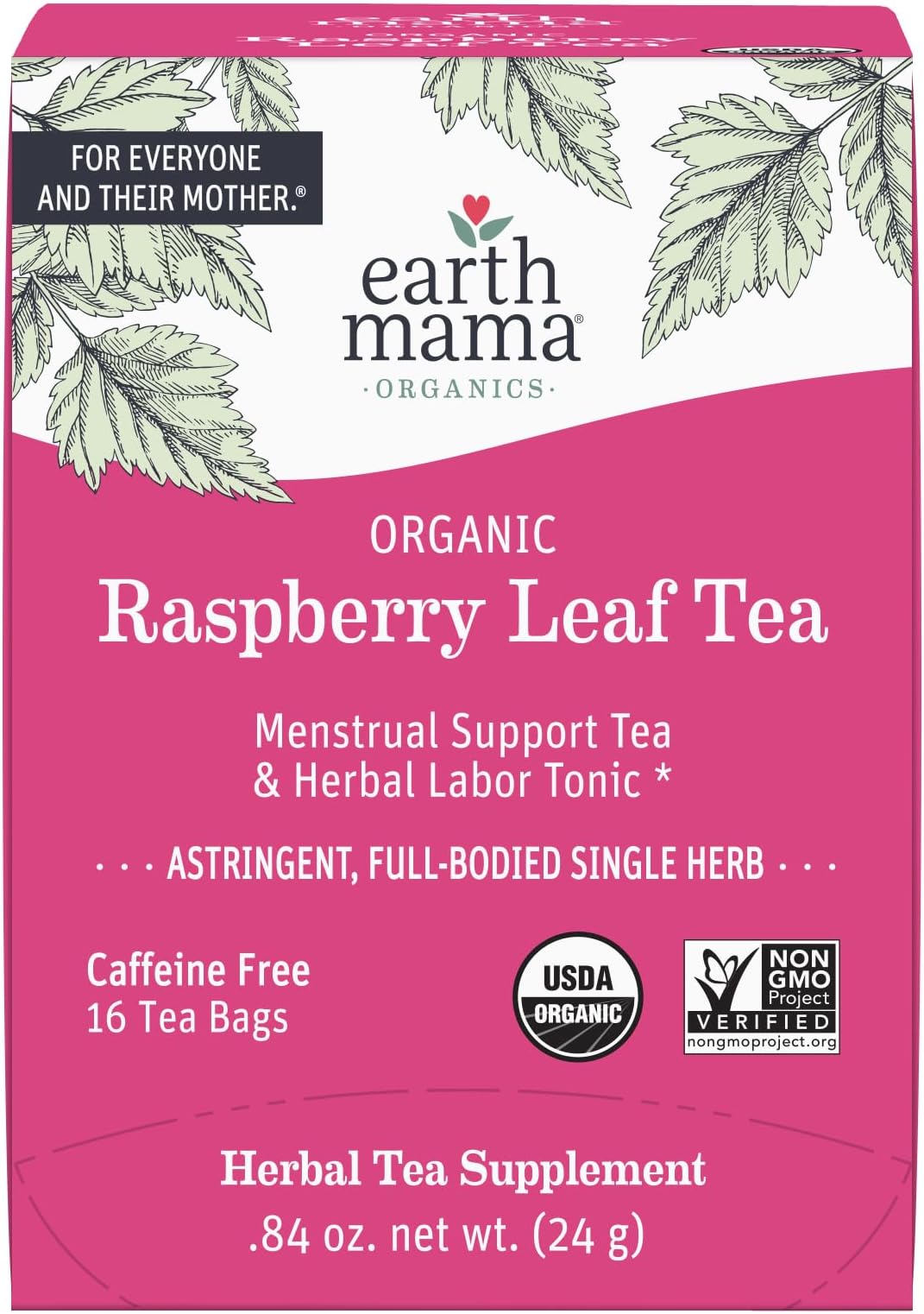 Earth Mama Organic Raspberry Leaf Tea (16 Tea Bags,84oz / 24g)