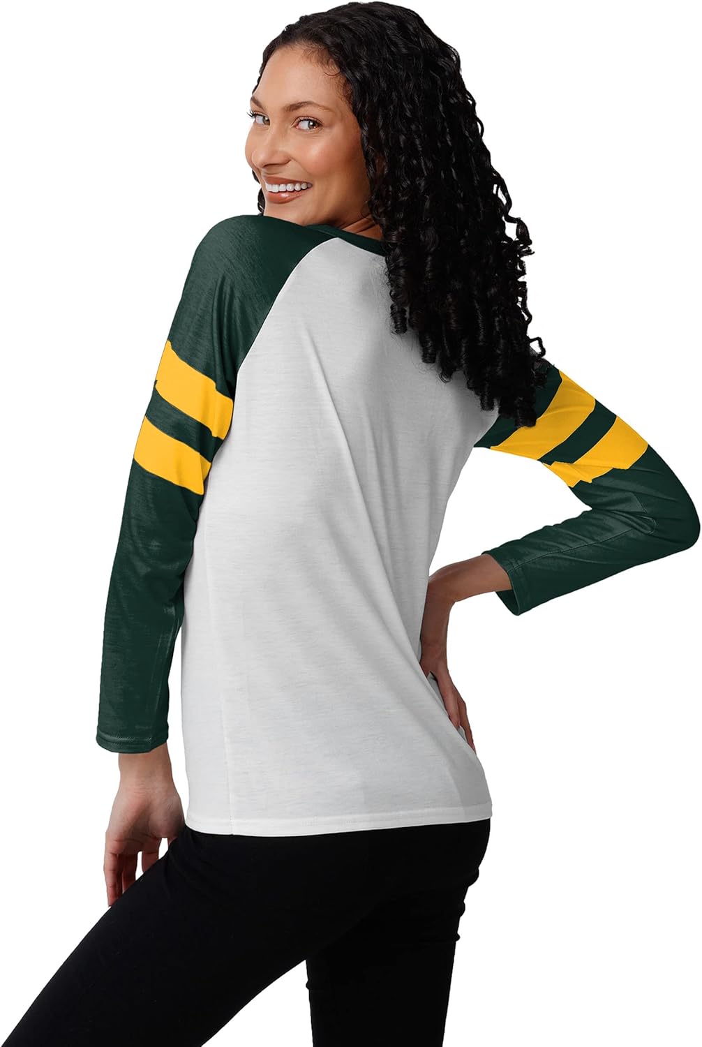 FOCO womens Nfl Team Logo Ladies Fashion Long Sleeve Henley Shirt, Big Logo, X-Large US