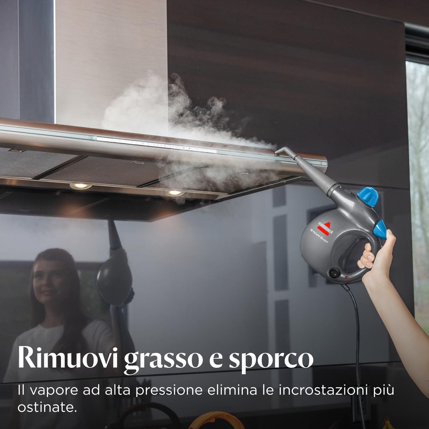 BISSELL Steam Shot Pulitore a Vapore Portatile 4267N | Multiuso con 10 accessori, per ripiani, piastrelle, fughe, cucina, bagno, finestre