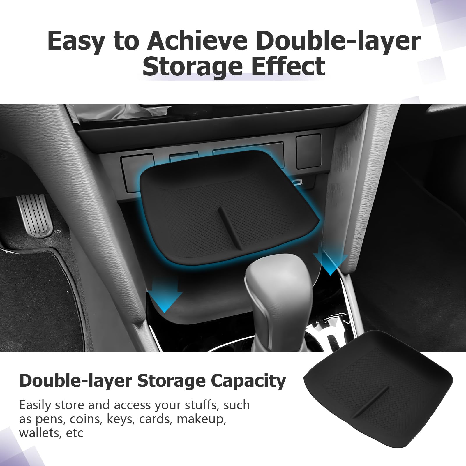 LUWU Compatibile con Toyota Yaris Cross Yaris Hatchback Automatic 2020-2025 2026 Tappetino Antiscivolo in Gomma per Console Centrale Yaris Cross Accessori