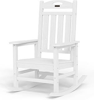 Oversized Outdoor Rocking Chair, High Back Patio Rocking Chair, HDPE All Weather Resistant Rocking