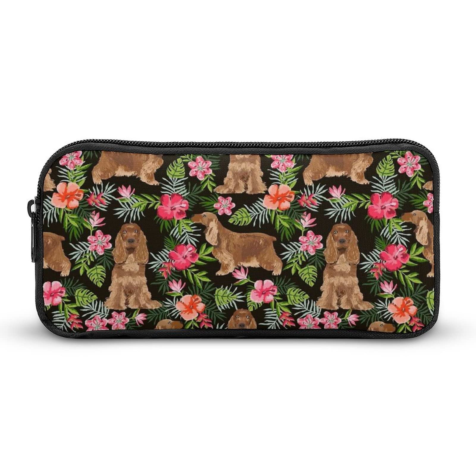 Baikutouan Women's Style Cocker Spaniel Dog Pencil Pouch Pen Case Coin Box Stationery Bag Makeup Cosmetic Organizer Office