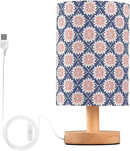 Lámpara de mesa cilíndrica con patrón geométrico plano de roseta, luz de noche LED para dormitorio universitario, lámpara para escritorio de