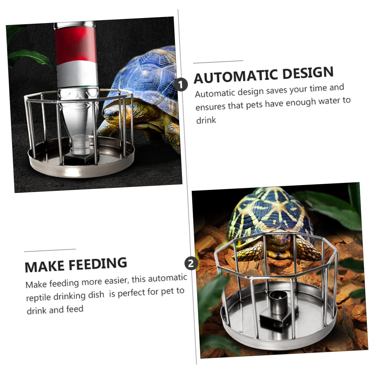 BESPORTBLE Abbeveratoio per Rettili in Acciaio Inossidabile, Design Automatico, Superficie Liscia, Sicuro per Lucertole e Gechi, per Terrario