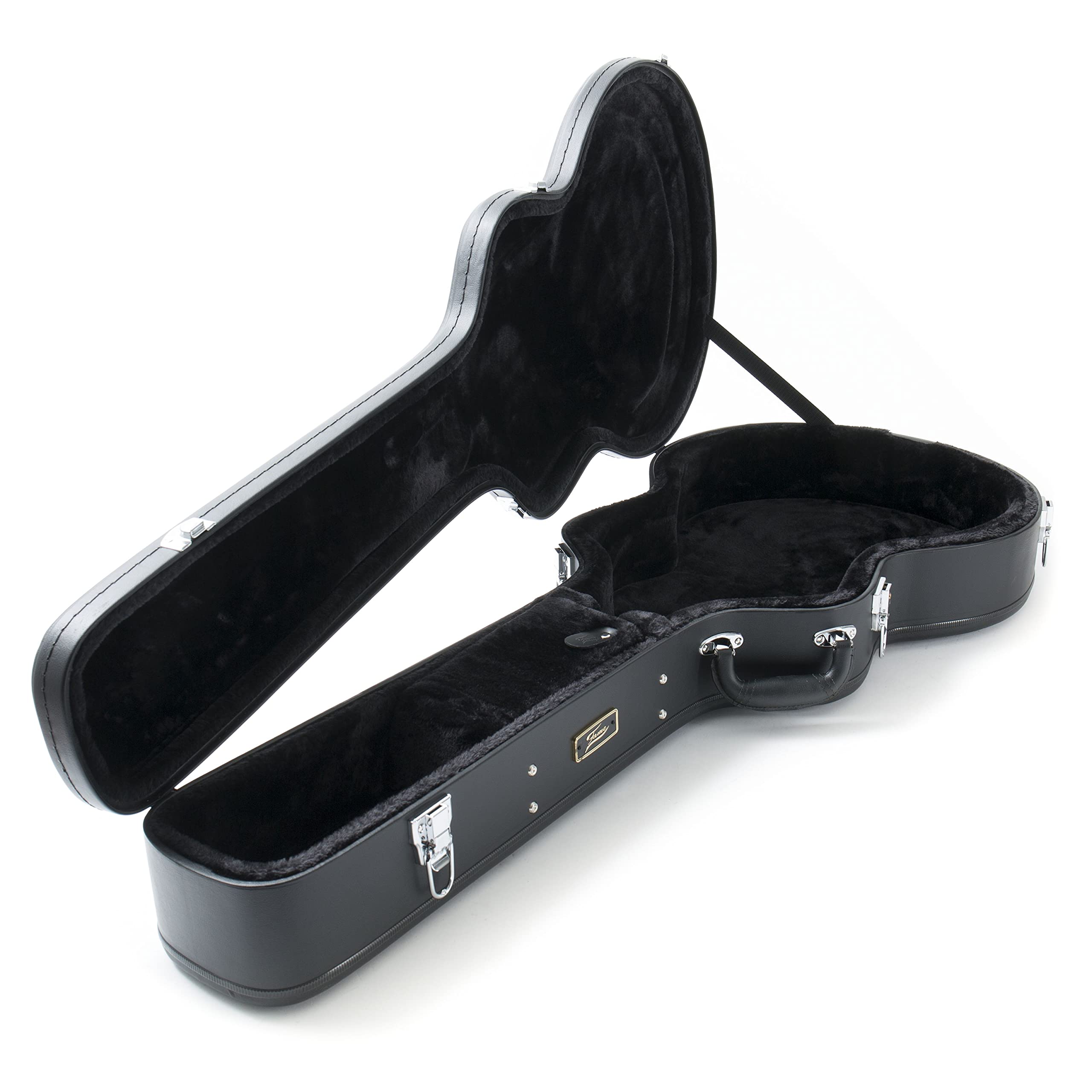 Fame 16" Archtop Case, Robuster Gitarrenkoffer, Wetterfest, Für E-Gitarren, Jazz/SemiHollow, Mit Polsterung, Zubehörfach, Besonders Stabil, Schwarz
