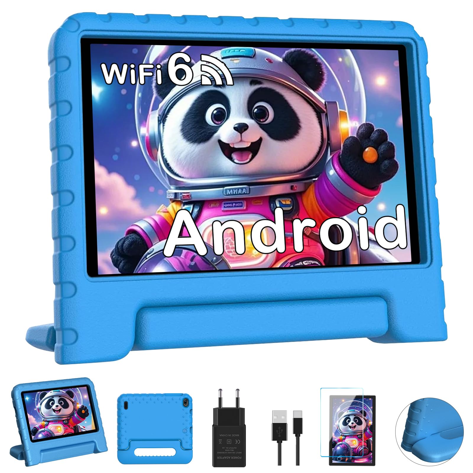 Tablette Android - Écran HD 7 Pouces - 32 Go ROM + 2 Go RAM - Contrôle Parental - WiFi/GPS/BT 5.0-3500 mAh - Coque de Protection Antichoc Inclus - Bleu