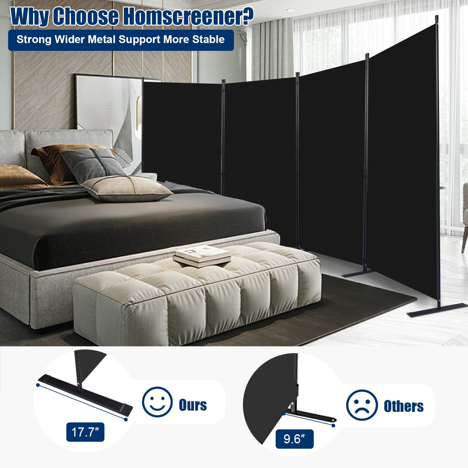 Séparateur De Pièce Pliable 3 Panneaux - 180 Cm Hauteur, écran D'intimité Mobile