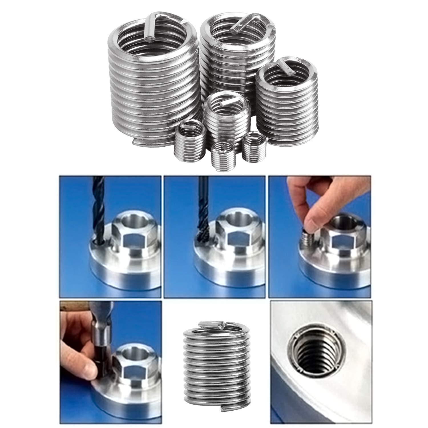 Inserti filettati Helicoil in acciaio inossidabile M3 M4 M5 M6 M8 M10 M12 105 pezzi