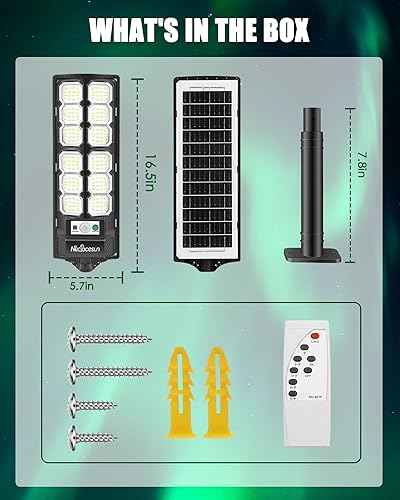Miniatura 5 de Luces solares para exteriores 800W-6500K LED, farolas solares para exteriores con sensor de movimiento y del atardecer al amanecer, IP66 impermeable
