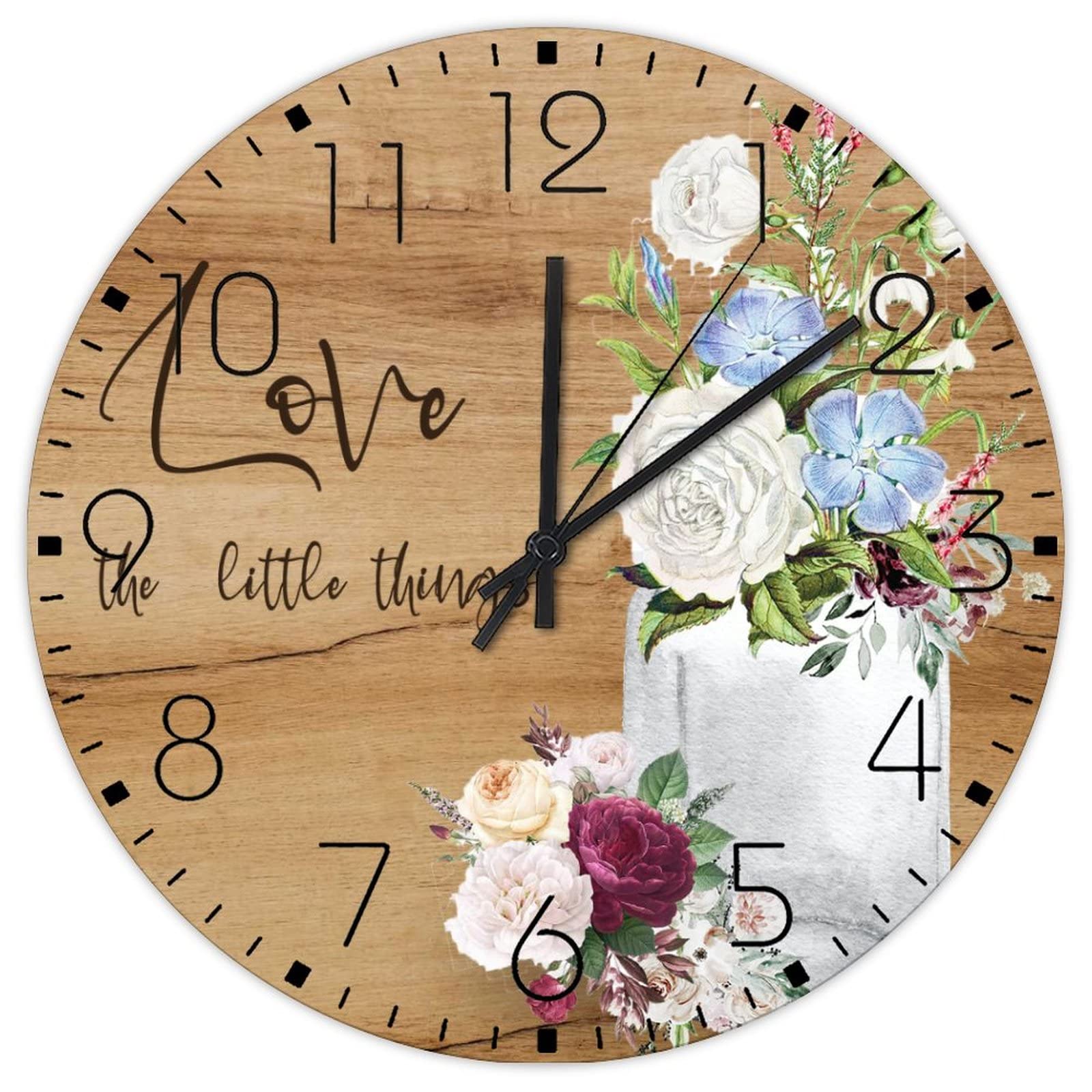 Horloge murale en bois Love The Little Things pour savourer chaque instant avec douceur
