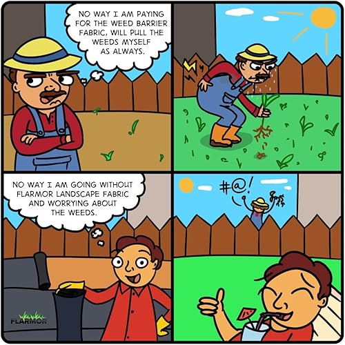 Miniatura 9 de FLARMOR Tela de paisaje, resistente, 4 x 100 pies, 1.8 onzas, tela de paisaje de barrera de malezas, bloqueador de malas hierbas, rollo de tela de