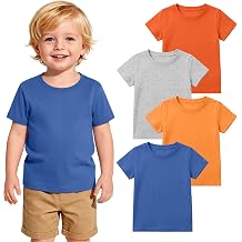 4 Pack Toddler Boy's T Shirts Short Sleeve Crew Neck Tees Summer Basic Tops
