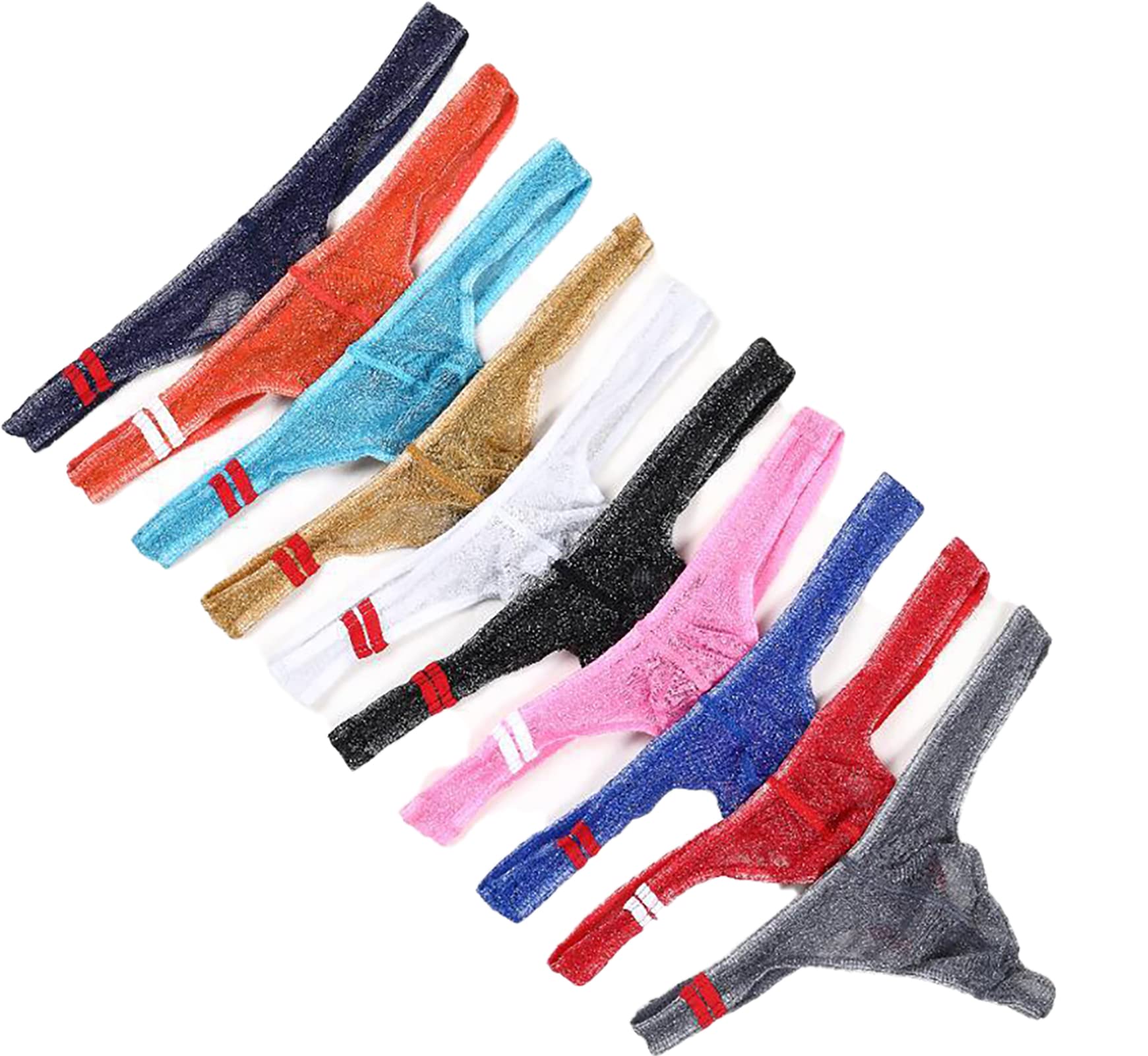 Faringoto Gay - Bragas de malla para hombre, con bolsa de gasa, cintura baja, 10 unidades