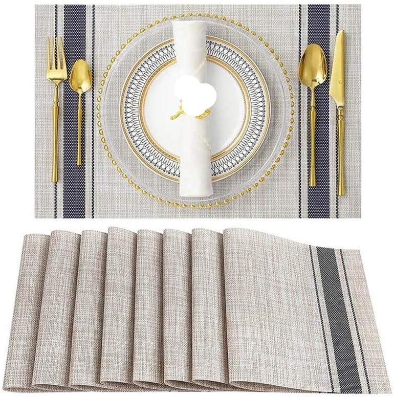 Set of 8 PVC Washable Placemats for Dining Table Mat Non-Slip Placemat in Kitchen Accessories Cup Coaster Wine Pad