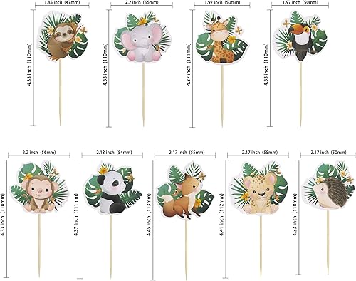 Miniatura 2 de Gyufise 36 decoraciones para cupcakes de fiesta de bosque, decoración de pasteles de animales del bosque, decoración de fiesta de cumpleaños con