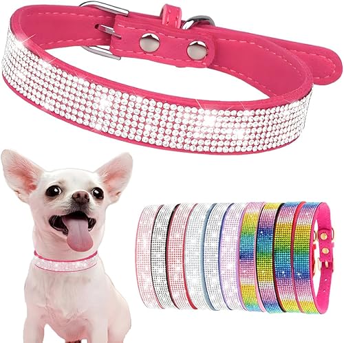 Vista 12 de Hotlion Collar de perro con diamantes de imitación con lazo para cachorros, gatitos y gatos con diamantes de cristal brillante para perros pequeños