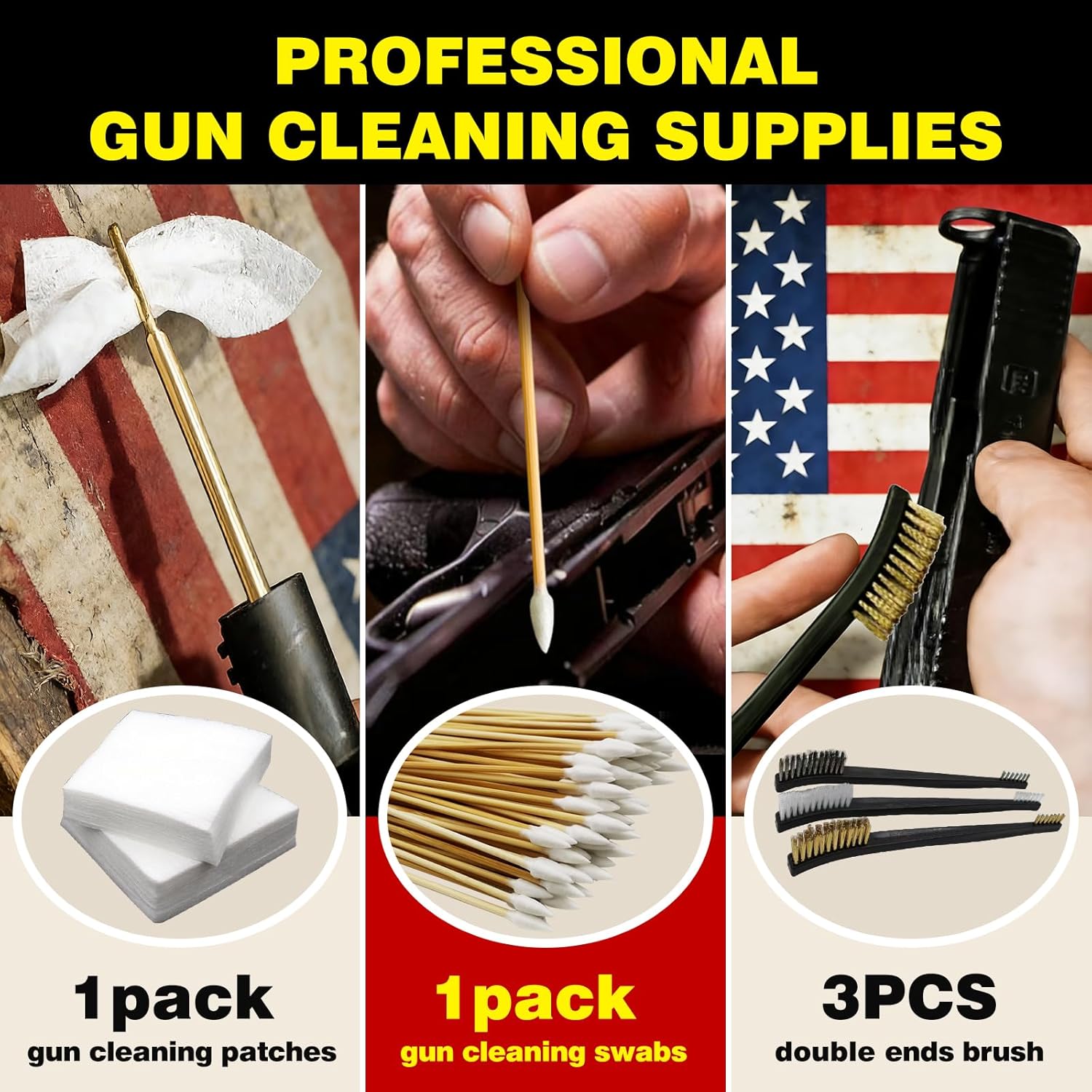Gun Cleaning Kit for .22 .223Cal 5.56mm .22LR Rifle Pistol Cleaning Kit with 30ml Gun Cleaning Oil, Gun Cleaning Snake, Cleaning Swabs, Bronze Bore Brush and Brass Jag Adapter with Portable Case