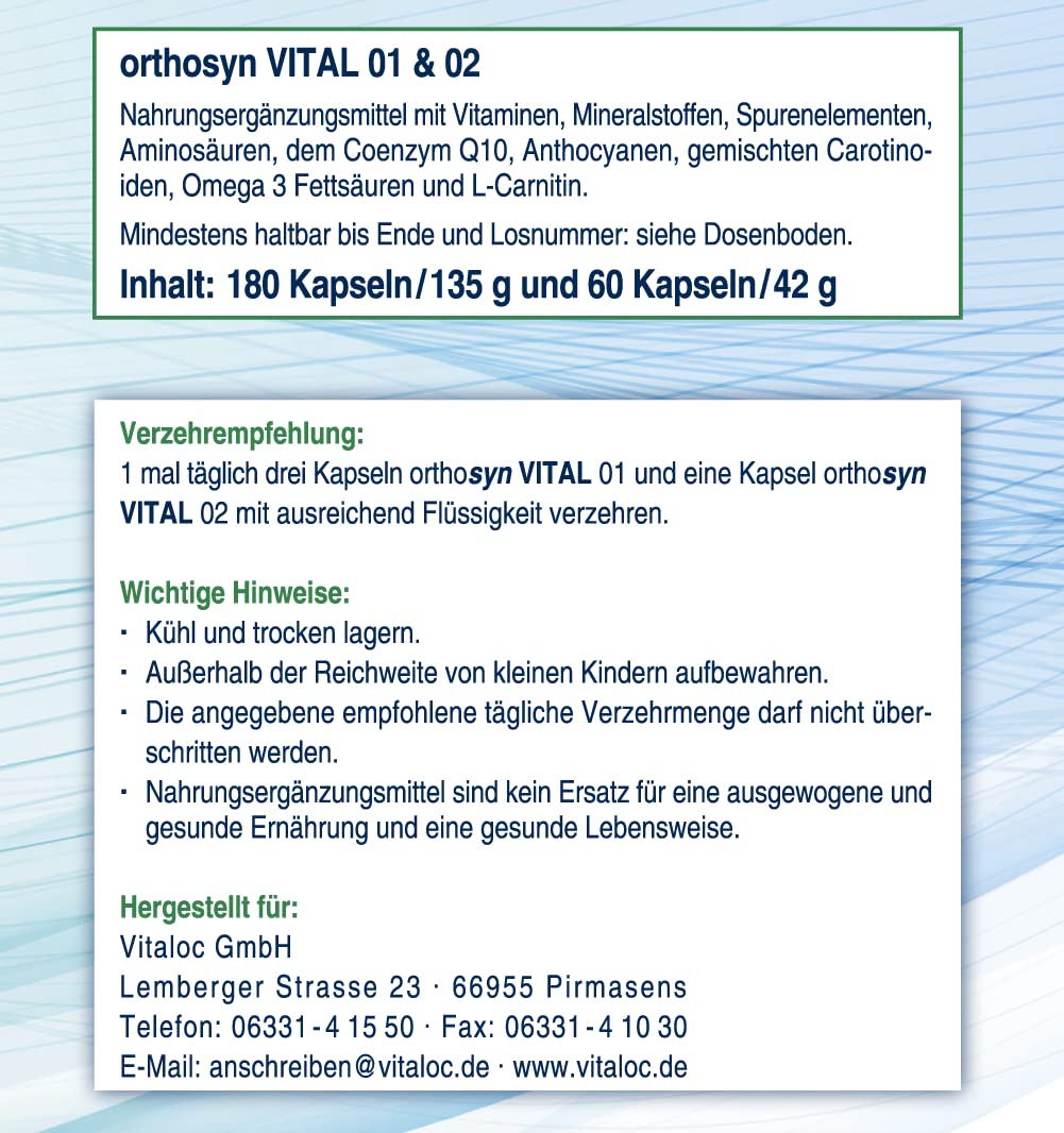 VITAL, 2 Komponenten,180/60 Kapseln, 60 Tage