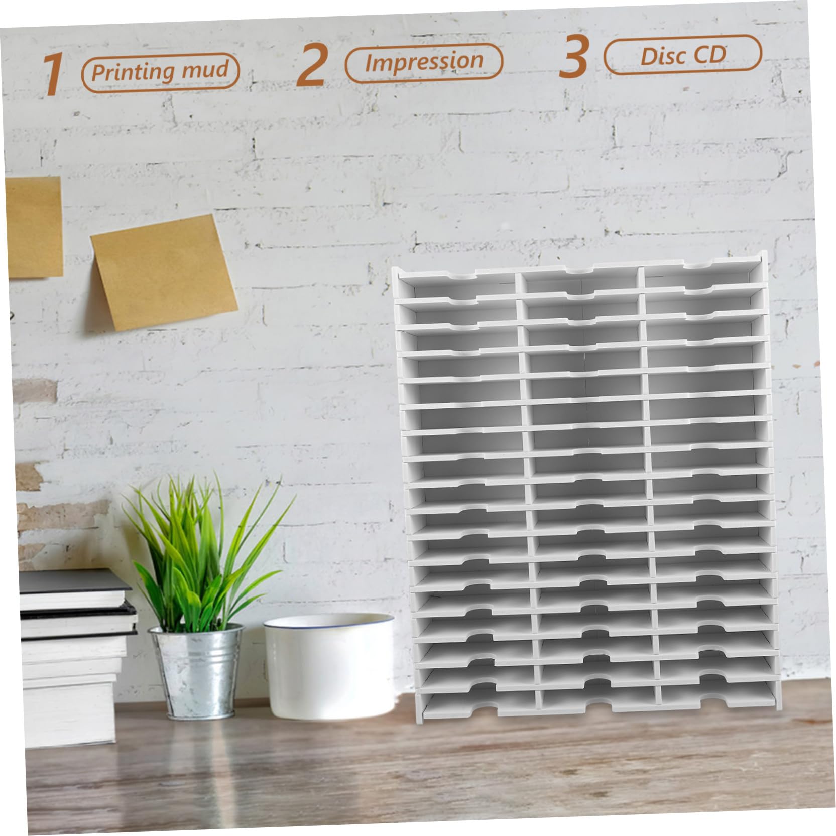 POPETPOP Caja Organizadora de Almohadillas de Tinta y Soporte para Casetes de Pvc Blanco 51 Ranuras para Almacenamiento y Transporte Fácil en Escritorio