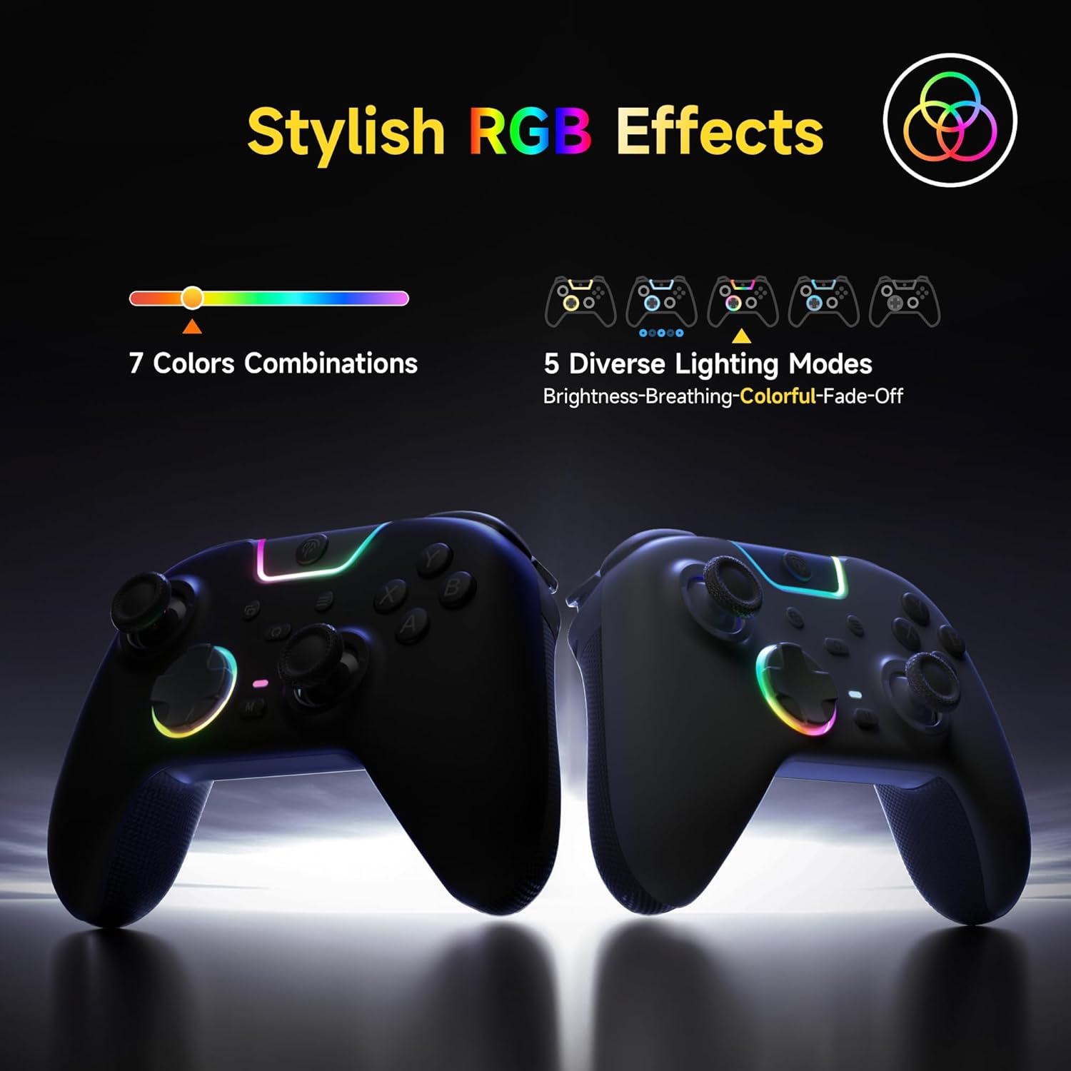 EasySMX X05 Pro Wireless PC Controller, Upgraded 2-Stage Triggers，Mute Buttons，Hall Joysticks，1000Hz Polling, 8-Way D-Pad, 1000mAh Battery, Multi-Platform Controller for PC/Switch/Android/iOS, Black - Image 7