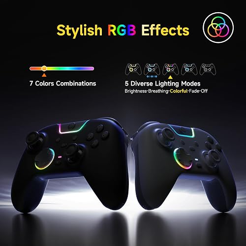 EasySMX X05 Pro Wireless Controller for PC Ergonomic Skin-Like Grip, Quiet-Touch Low-Noise Buttons, Dual Triggers, Hall Joysticks, 2 Programmable Buttons, RGB, 1000mAh Battery - 7