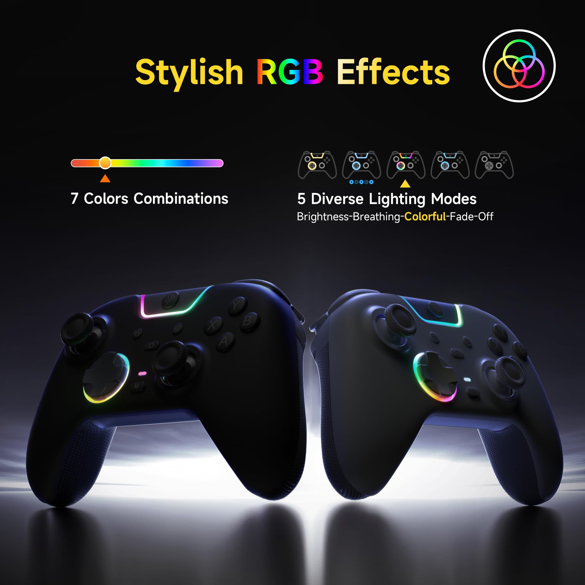 EasySMX X05PRO Controller Wireless PC con Tasti Quiet, Trigger 2 Livelli, Joystick Hall, 2 Pulsanti Programmabili, Batteria 1000mAh, Compatibile PC Windows/Switch/Android/iOS-Nero
