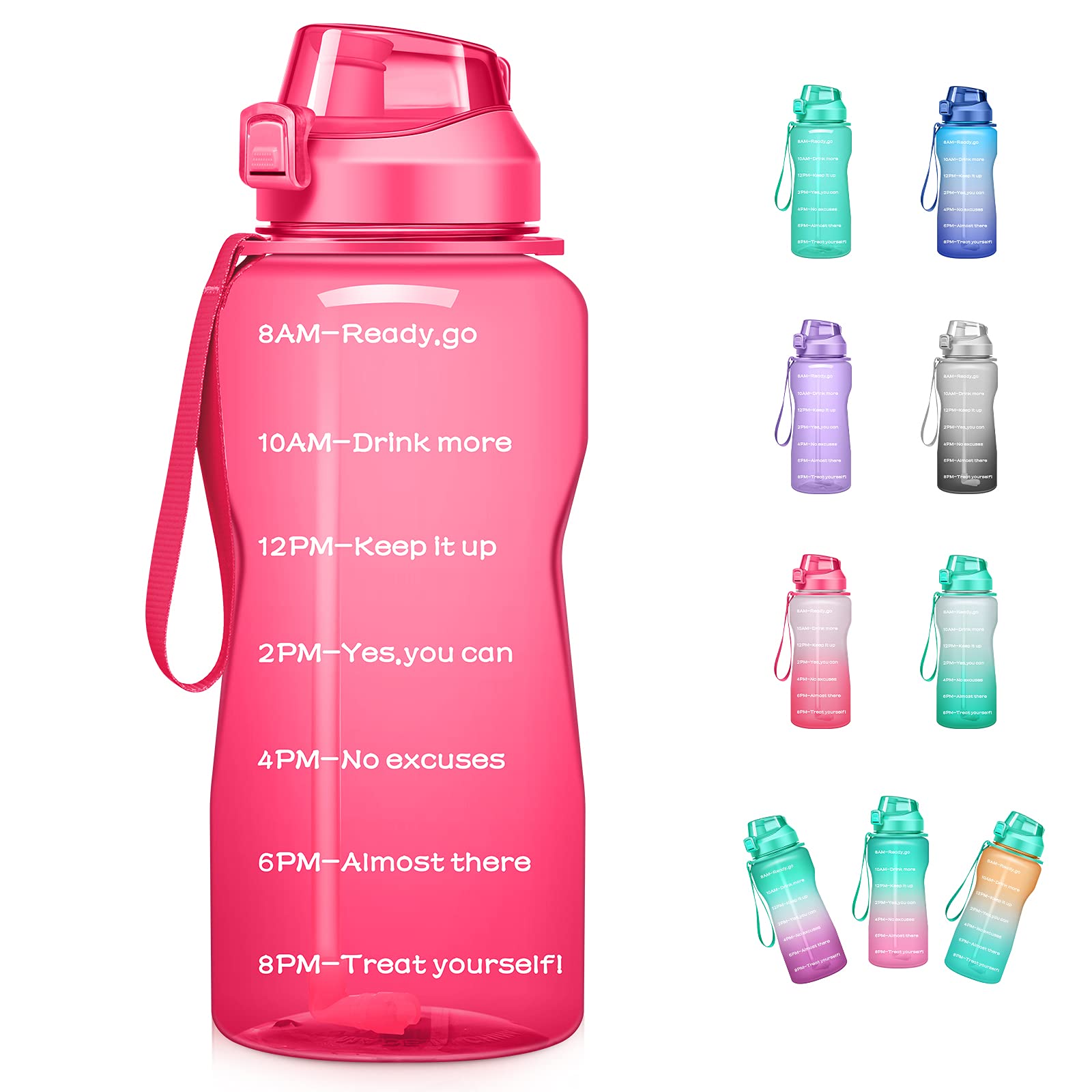 4AMinLA Motivational Water Bottle 64/100oz Half Gallon Jug with Straw and Time Marker Large Capacity Leakproof BPA Free Fitness Sports Water Bottle