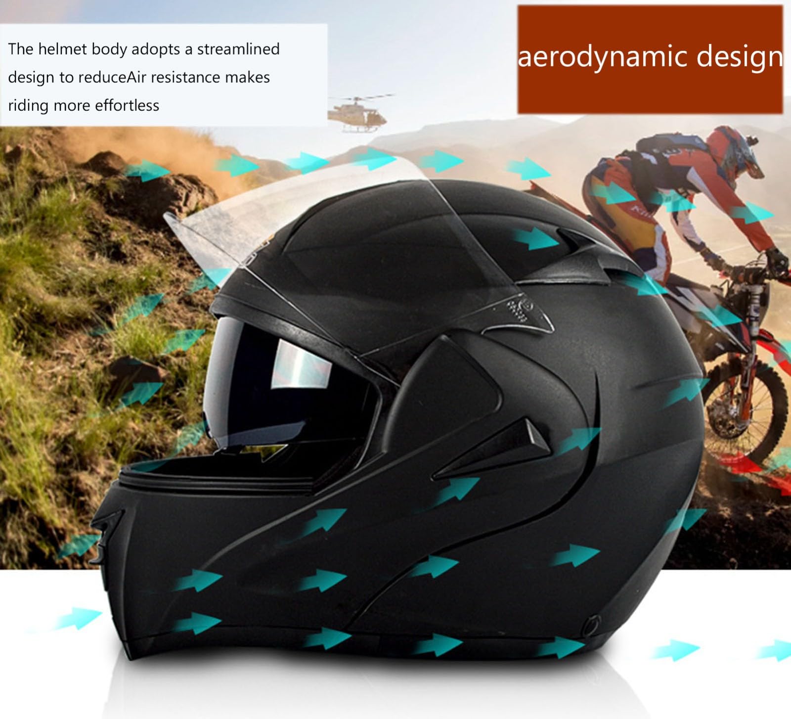 Integralny kask motocyklowy Bluetooth, z dwuwarstwowym zintegrowanym wizjerem, kask z klapą, dopuszczenie DOT/ECE, dla dorosłych mężczyzn i kobiet, wyścigów