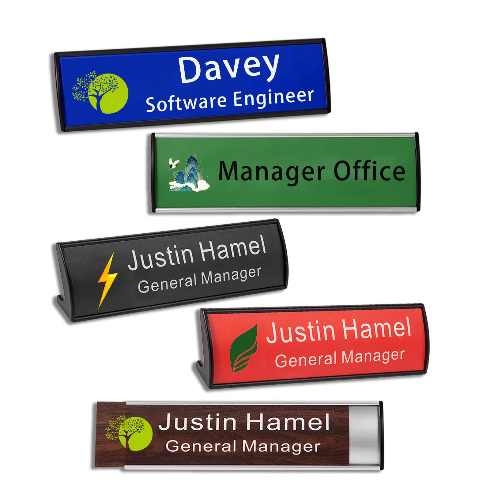 Custom Name Plate for Desk or Door, Custom Color Logo, Office Name Plate Personalized, Aluminum Desktop Accessories, Office Gifts for Coworkers Boss