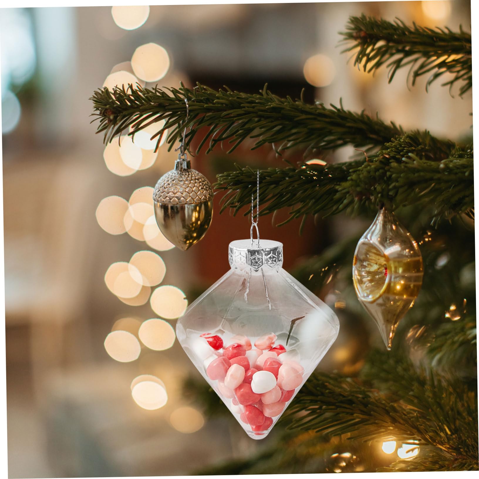 Boules de Noël Transparentes en Plastique Creuses Lot de 8 Décorations Suspendues Créatives à Remplir Accessoires Cordon pour Fêtes et Mariages