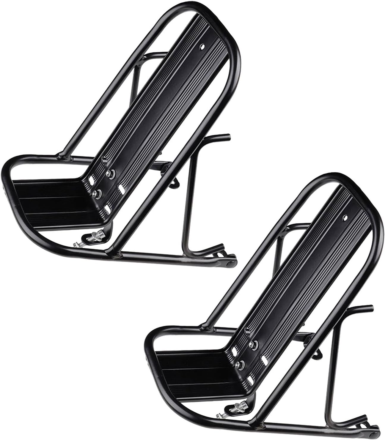 KICHOUSE 2pcs Mountain Bike Front Cargo Rack Steel Front Fork Bicycle Carrier 11lb Load Capacity Pannier Rack for Touring Camping and Commuting