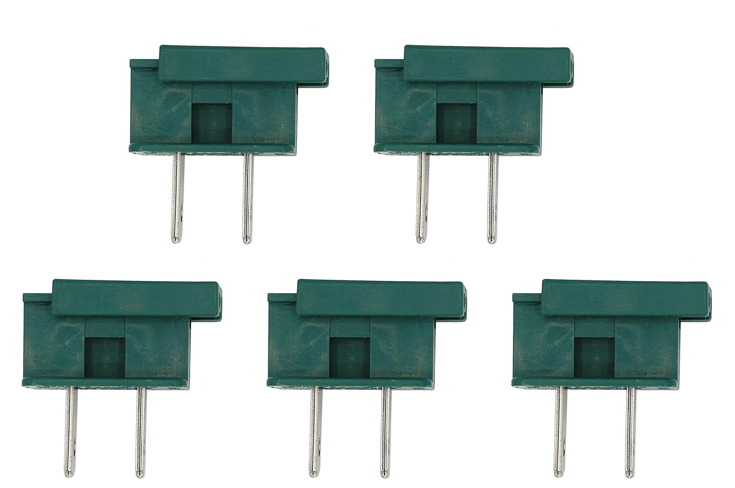 Creative Hobbies SPLUGGR, Easy Snap On End Plug, for SPT-1 Wire, Residential Grade, Polarized, Non-Grounding, 8 Amp, 125 Volt, Green, Pack of 5 Plugs