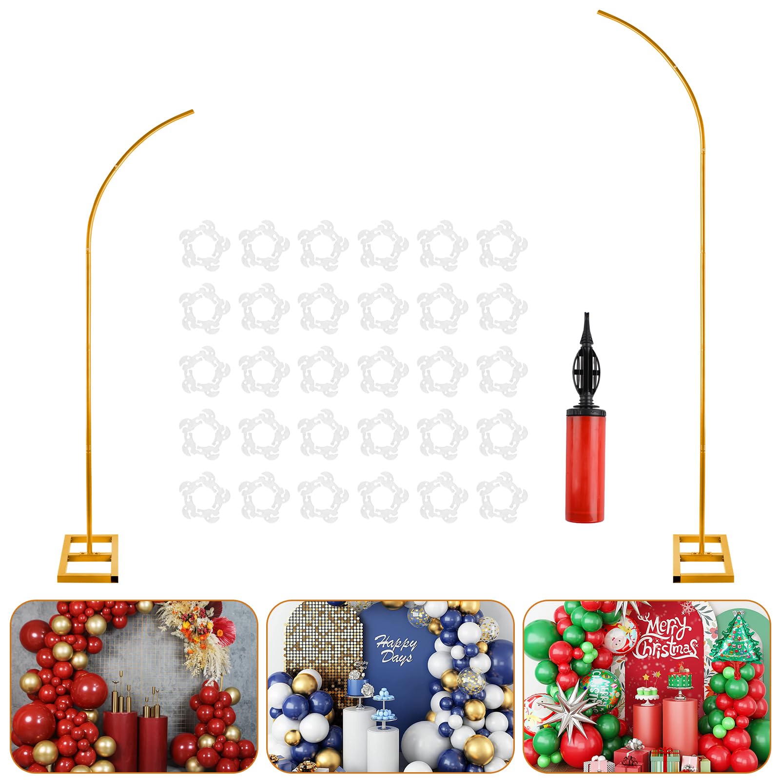 7.2ft and 5.9ft Half Arch Balloon Stand Kit with Heavy Duty Base, Comes with 8 Water Filling Bags, Floral Arch - Metal Frame, Suitable For Wedding, Birthday, Party Backdrop Decoration.