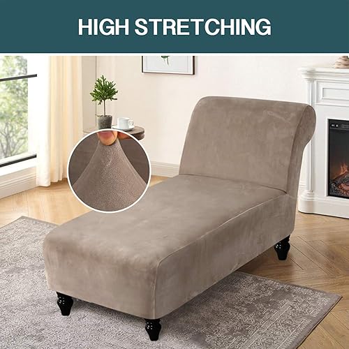 Miniatura 2 de FantasDecor Funda de terciopelo de lujo para sala de estar, elástica, ultrasuave, lavable a máquina, color gris pardo