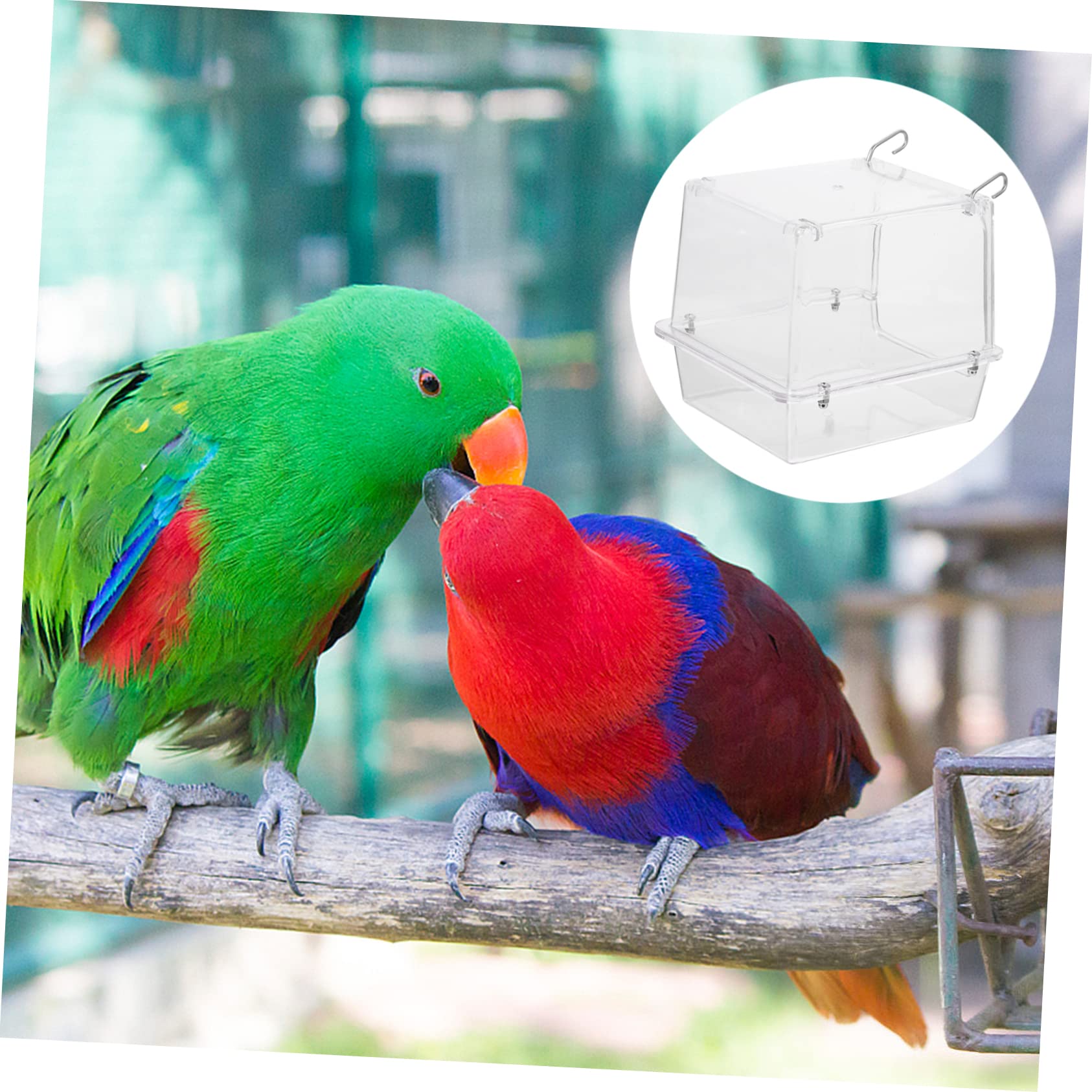 WOONEKY Cubo de Baño para Pájaros en Jaula, Bañera Colgante Acrílica para Aves Pequeñas, Baño Higiénico y Duradero