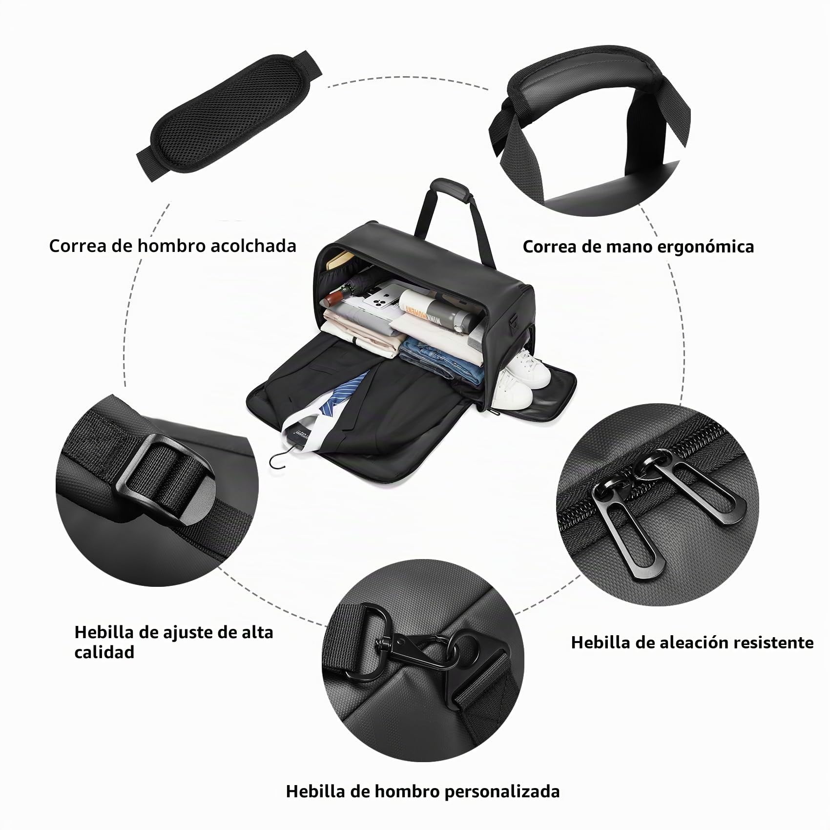 Moulyan - Bolsas de Lona para Ropa de Viaje, Bolsa de Transporte Convertible con Compartimento para Zapatos, Bolsa de Viaje Impermeable 3 en 1 con Correa para el Hombro para Hombres y Mujeres