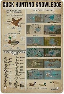 Vintage Art Metal - Duck Knowledge Metal Poster - Farm Metal Tin Signs - Duck Hunting Knowledge Metal Sign Poster Retro Metal Logo Poster Home Kitchen Bar Cafe Bathroom Wall Decor Gifts 8x12 inch
