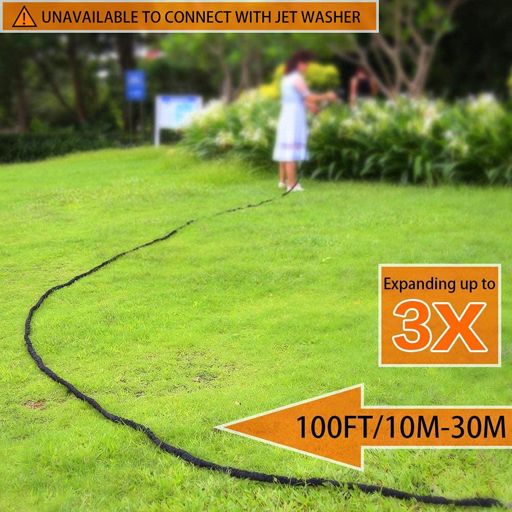 JAMIEWIN Garden Hose Pipe 100FT Upgraded Extendable Water Hose Pipes