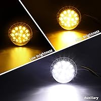 Vista 2 de Partsam 1 luz LED de sandía de doble revolución con 17 luces LED para semircamión, señal de giro ámbar y marcador a luz auxiliar blanca, luces