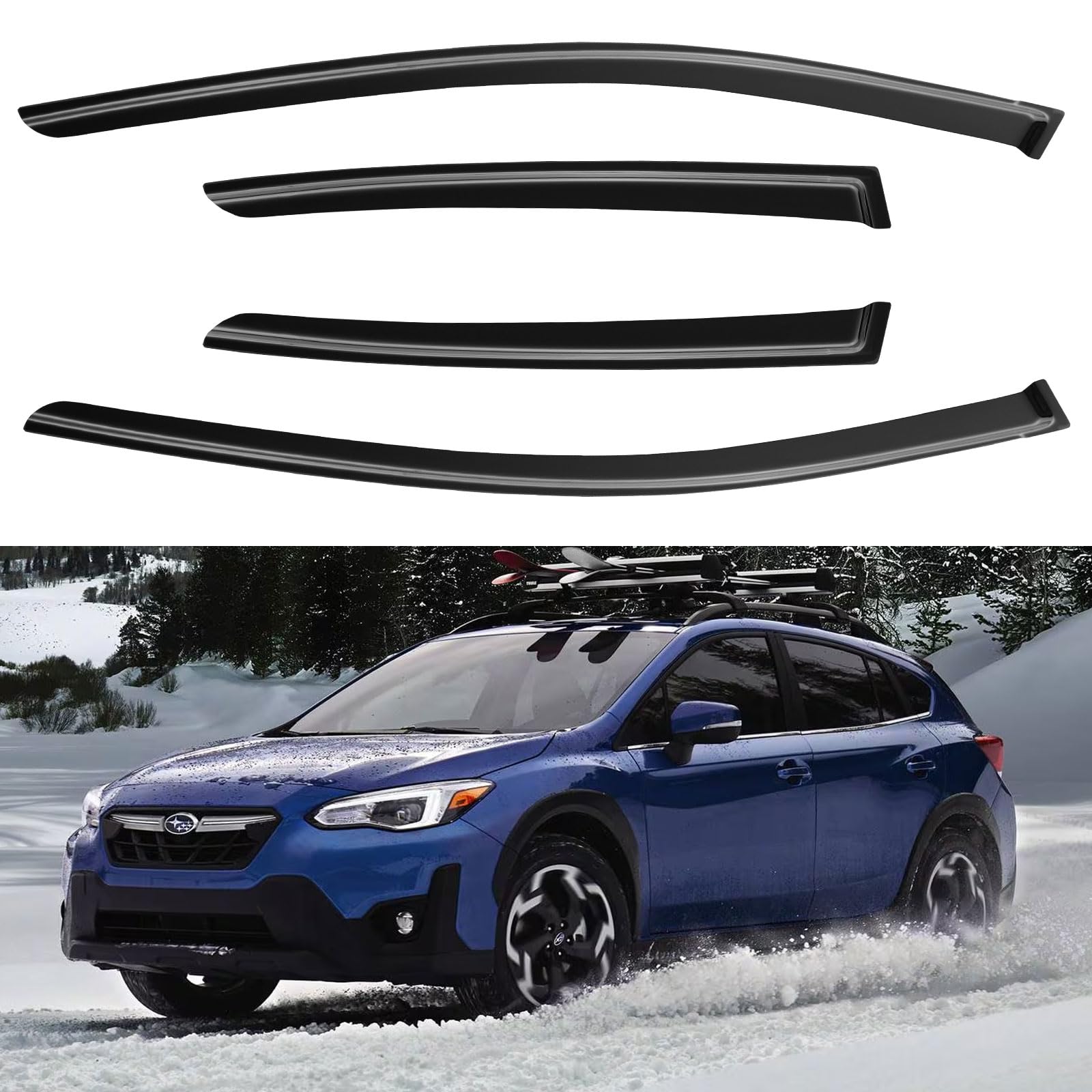 YQAUTEC Window Visors Rain Guards Shield for 2018-2023 Subaru Crosstrek, Window Wind Deflectors Vent Shades for 2017-2023 Subaru Impreza Hatchback