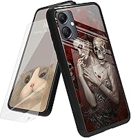 Vista 32 de Funda para Samsung Galaxy A12 5G con protector de pantalla, parte trasera de vidrio templado + TPU de silicona suave que absorbe los golpes